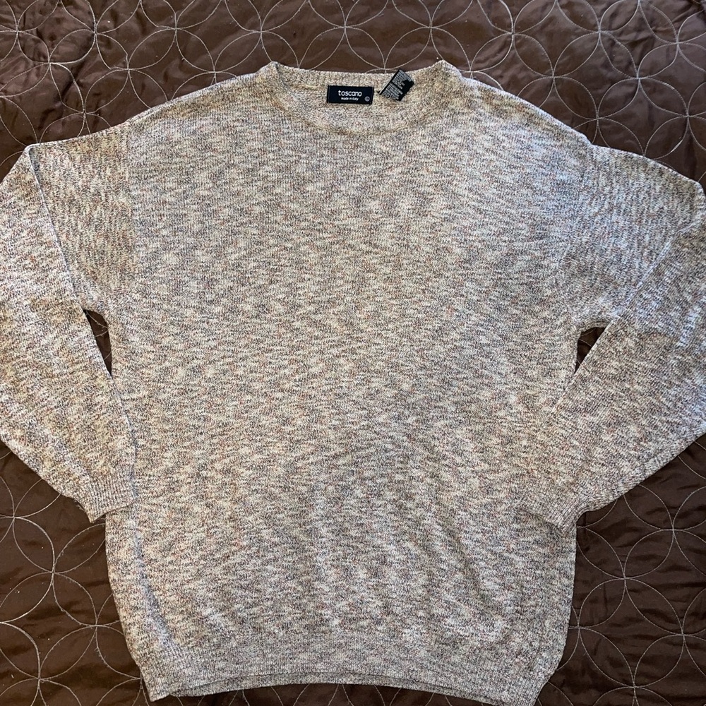 ✅Mens TOSCANO mixed browns Crewneck Designer Sweater EUC..